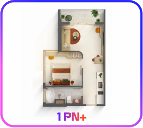 Mặt bằng giới thiệu căn 1 phòng ngủ Q Topia