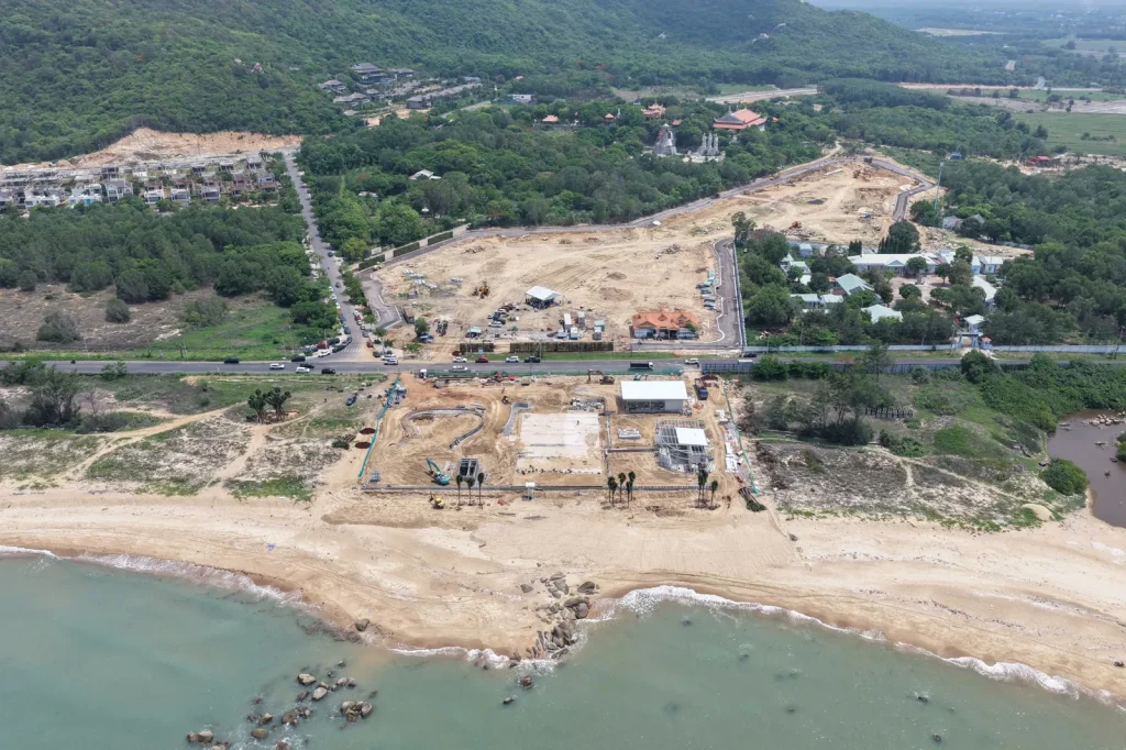 Ảnh thực tế Q Topia Phước Hải – Ảnh trên cao khu đất và công trình ven biển tại khu vực Q Topia