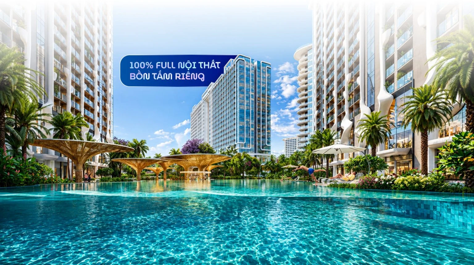 Phối cảnh các tòa căn hộ và tiện ích Q Topia